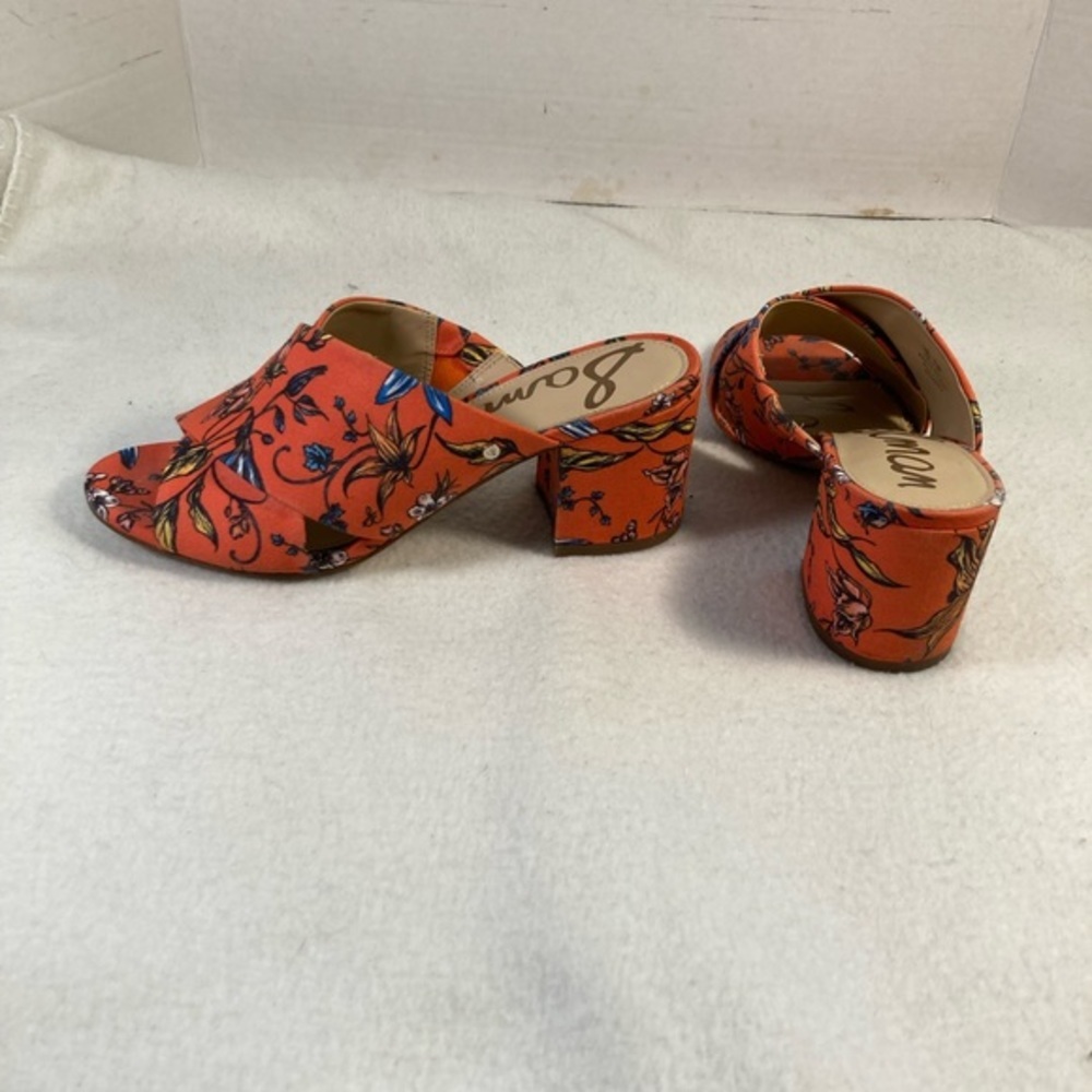 Sam Edelman Orange Floral Stanley Block Heel Sandals - Picture 4 of 9
